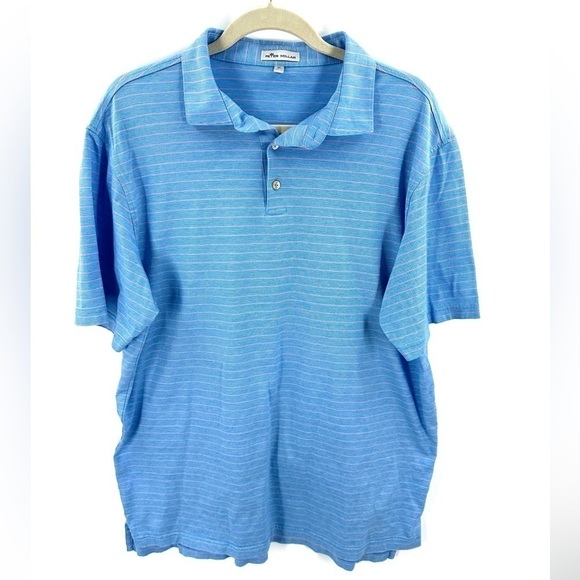 Peter Millar Other - Peter Millar Crown Mens XL Polo Shirt Short Sleeve Blue Pink Stripe 100% Cotton